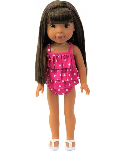 Magenta Polka Dot 2 Piece Swimsuit Made for 14 inch Dolls Compatible with Wellie Wishers $15.65 Doll Accessories