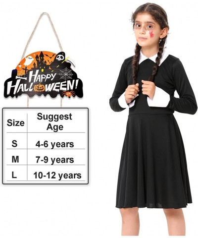 Halloween Addams Family Costume for Girls Wednesday Dress Addams Costume Peter Pan Collar Flare Black Dress Outfit for Kids $...