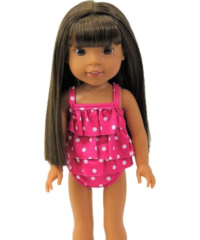 Magenta Polka Dot 2 Piece Swimsuit Made for 14 inch Dolls Compatible with Wellie Wishers $15.65 Doll Accessories