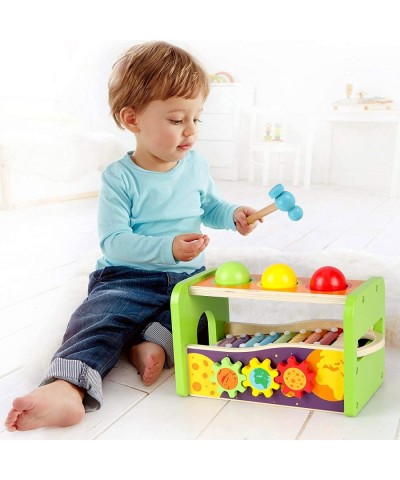 4-in-1 Hammering Pounding Toys Pound & Tap Bench with Slide Out Xylophone Multifunctional Montessori Wooden Musical Pounding ...