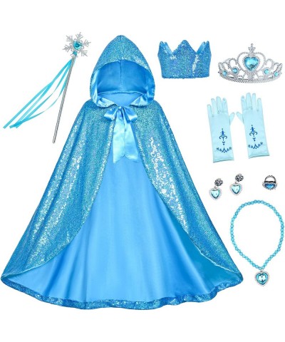 Princess Costume Sequins Hooded Cloak for Girls with Accessories Gloves Wand Crown Necklace Earrings Set $40.37 Kids' Costumes