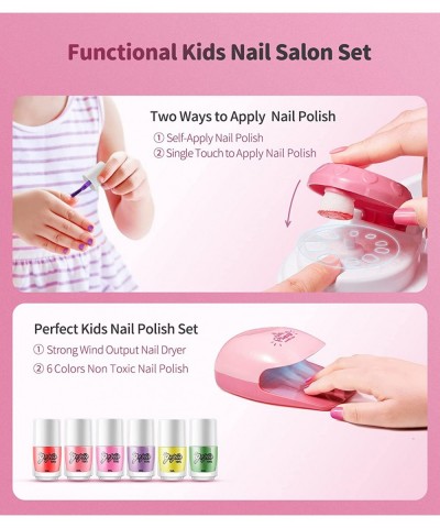 Kids Nail Polish Set for Girls Nail Polish Maker with Storage Space Nail Dyer Glitter Pen 6 PCS Peel Off Nail Polish Fake Nai...