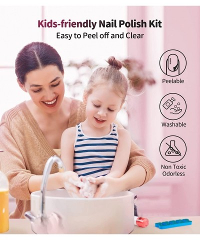 Kids Nail Polish Set for Girls Nail Polish Maker with Storage Space Nail Dyer Glitter Pen 6 PCS Peel Off Nail Polish Fake Nai...