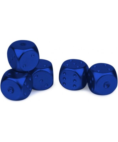 DS.DISTINCTIVE STYLE Aluminum Alloy Dice 5 Pieces 16mm Portable Metal Dices with Case 6 Sided Dice forParty Game (Blue Rectan...