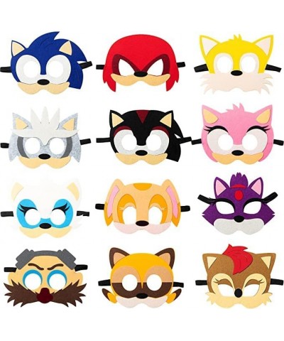 12PCS Sonic Birthday Party Masks for Sonic Costume Party decoration Sonic Party Supplies $21.38 Kids' Dress-Up Accessories