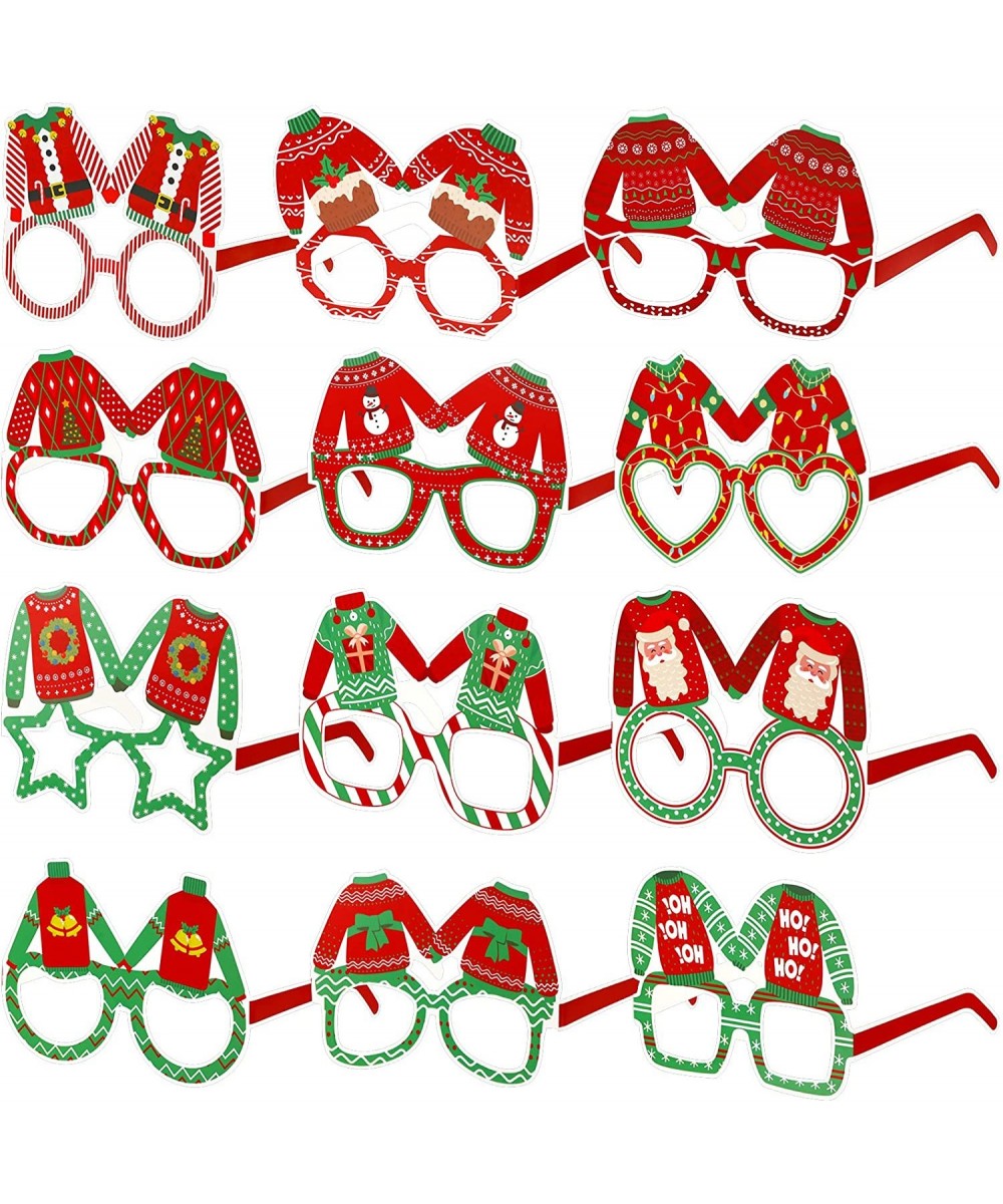 36 Pack Christmas Glasses Paper Ugly Sweater Party Eyeglasses Fun Christmas Decorations Christmas Costume Eyeglasses for Holi...