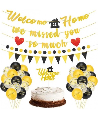 Welcome Home Decorations Kit - Welcome Home & We Missed You So Much Banner Cake Topper Dot Circle Garland Triangle Flag Banne...