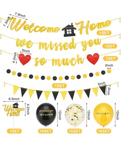 Welcome Home Decorations Kit - Welcome Home & We Missed You So Much Banner Cake Topper Dot Circle Garland Triangle Flag Banne...