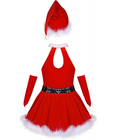 Little Girls Christmas Mrs Santa Costume Velvet Tutu Princess Leotard Dress with Hat Xmas Cosplay Outfits $28.25 Kids' Costumes