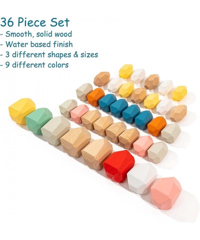 Wooden Balancing Blocks - 36-Piece Set Montessori Natural and Colored Stacking Stones Toys for Kids - Ages 3+ Multi-Color $58...