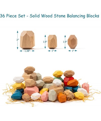 Wooden Balancing Blocks - 36-Piece Set Montessori Natural and Colored Stacking Stones Toys for Kids - Ages 3+ Multi-Color $58...