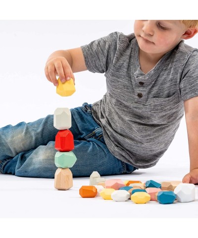 Wooden Balancing Blocks - 36-Piece Set Montessori Natural and Colored Stacking Stones Toys for Kids - Ages 3+ Multi-Color $58...