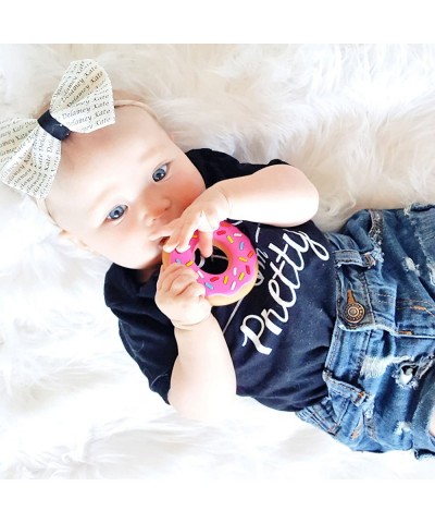 Girls Teething Ring Donut for Babies Round Silicone Pink Baby Teether Cute Self Soothing Circle Silly Chew Toy $26.52 Baby Te...