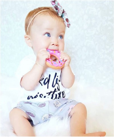 Girls Teething Ring Donut for Babies Round Silicone Pink Baby Teether Cute Self Soothing Circle Silly Chew Toy $26.52 Baby Te...