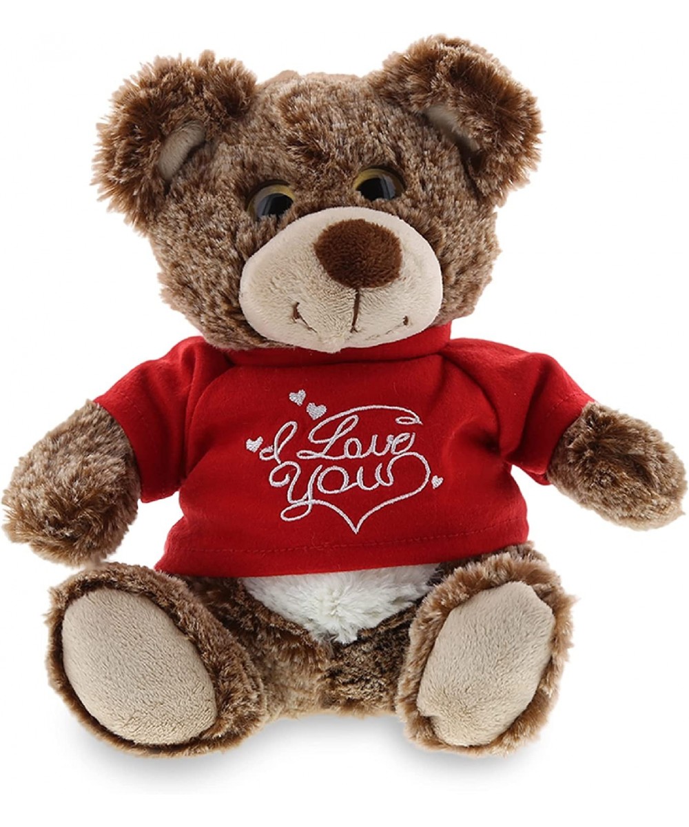 I Love You Brown Bear Plush – Cute Stuffed Animal with Red Shirt and Name Personalization for Valentine Anniversary Romantic ...