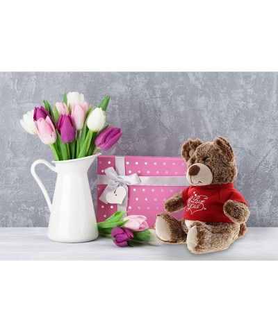 I Love You Brown Bear Plush – Cute Stuffed Animal with Red Shirt and Name Personalization for Valentine Anniversary Romantic ...