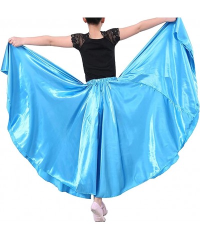 Long Full Circle Satin Tea Ankle Length Flowy Swing Dance Costume Cosplay Skirt for School Children Girls 8-12 Years $33.81 K...