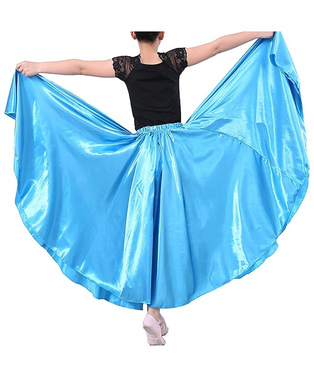 Long Full Circle Satin Tea Ankle Length Flowy Swing Dance Costume Cosplay Skirt for School Children Girls 8-12 Years $33.81 K...