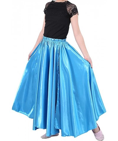 Long Full Circle Satin Tea Ankle Length Flowy Swing Dance Costume Cosplay Skirt for School Children Girls 8-12 Years $33.81 K...