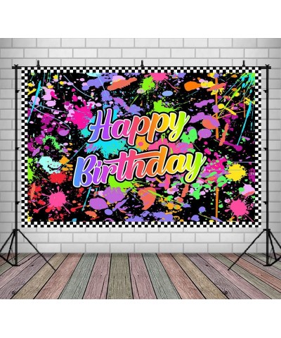 Neno Glow in The Dark Birthday Backdrops Colorful Graffiti Splash Paint Party Background Slime Happy Birthday Theme Black Lig...