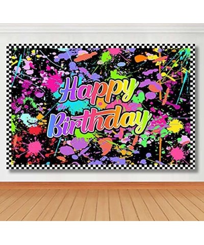 Neno Glow in The Dark Birthday Backdrops Colorful Graffiti Splash Paint Party Background Slime Happy Birthday Theme Black Lig...