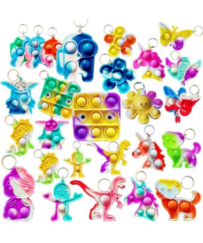 30 Packs Push Fidget Bubble Fidget Sensory Silicone Squeeze Mini Pop Keychain Small UFO Crew Cute Baby Stress Relief Backpack...