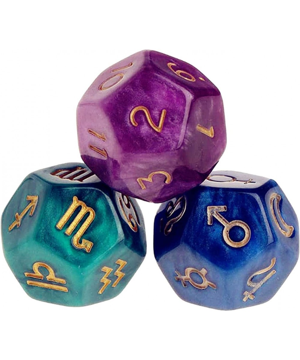 3 Pieces of Multi-Sided Acrylic Pearl Astrological Dice for Constellation Divination Accessory $16.75 Game Accessories