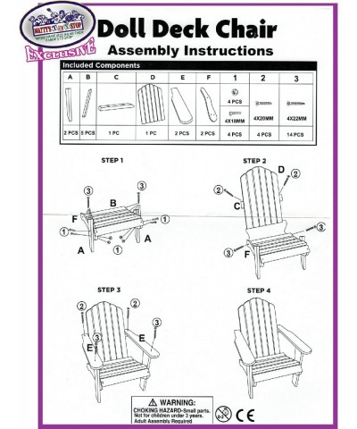 White Wooden Doll Furniture Adirondack Deck Chair for 18 inch Dolls (Fits American Girl Dolls) $32.56 Doll Accessories