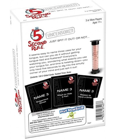 5 Second Rule Uncensored -- Just Spit it Out... Or Not -- Quick Thinking Party Game -- Adult Humor -- Ages 17+ $33.53 Card Games