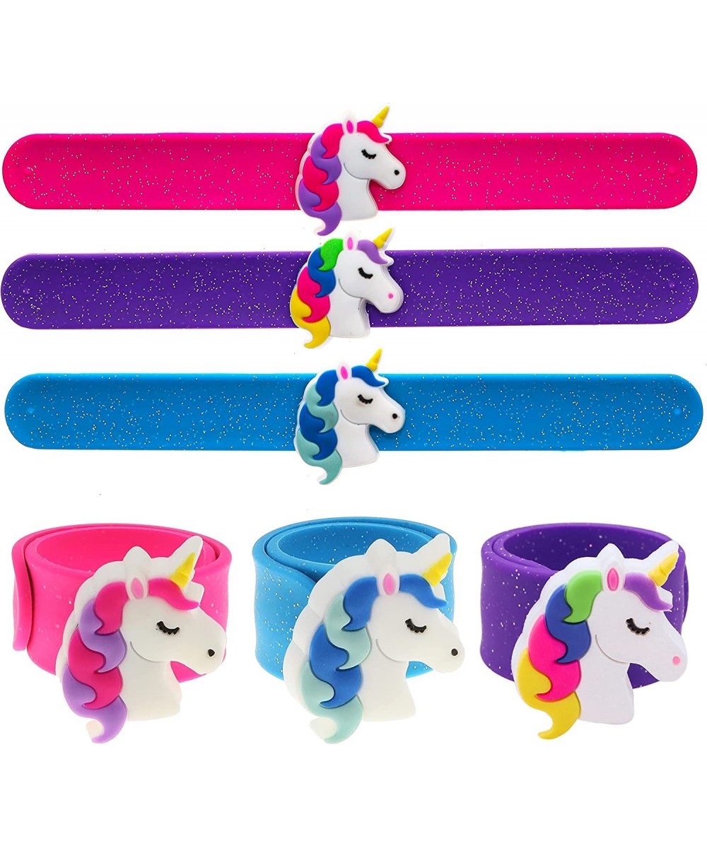 3 Flashing LED Unicorn Slap Bracelets for Kids Light Up Unicorns Slap Bracelet Wrist Bands for Girls Tween Girl Birthday Part...