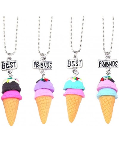 Children's Friendship Necklace Set Ice Cream Shaped Best Friend Alloy Necklace Pack of 4 $15.16 Kids' Dress-Up Accessories