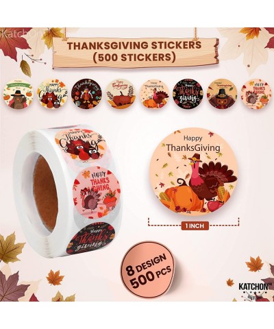 500 Pieces Thanksgiving Stickers Roll - Turkey Stickers for Kids Roll | Happy Thanksgiving Stickers for Cards Envelopes Gifts...