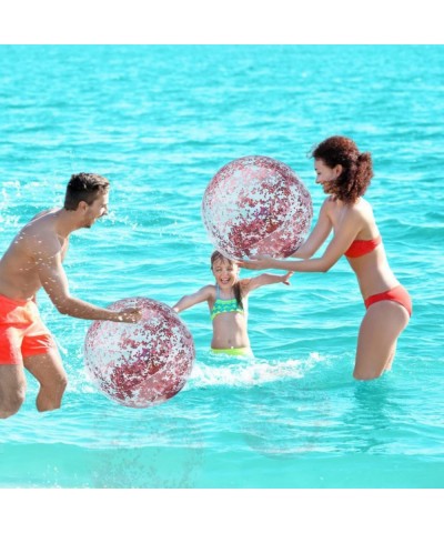 Sequin Beach Ball Jumbo Pool Toys Balls Giant Glitter Inflatable Clear Beach Ball Swimming Pool Water Beach Toys Outdoor Summ...