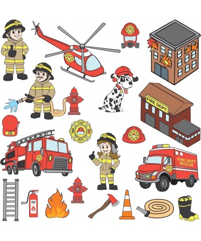 Firefighter Sticker Sheets - Fun Fireman Firetruck Stickers for Kids Toddlers Students - 5 Sheets (105 Pieces) - Birthday Par...