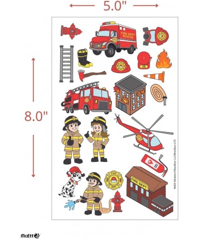 Firefighter Sticker Sheets - Fun Fireman Firetruck Stickers for Kids Toddlers Students - 5 Sheets (105 Pieces) - Birthday Par...