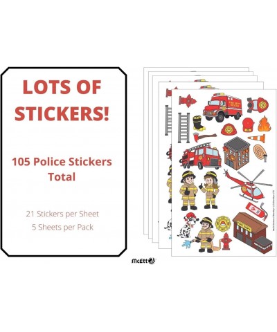 Firefighter Sticker Sheets - Fun Fireman Firetruck Stickers for Kids Toddlers Students - 5 Sheets (105 Pieces) - Birthday Par...