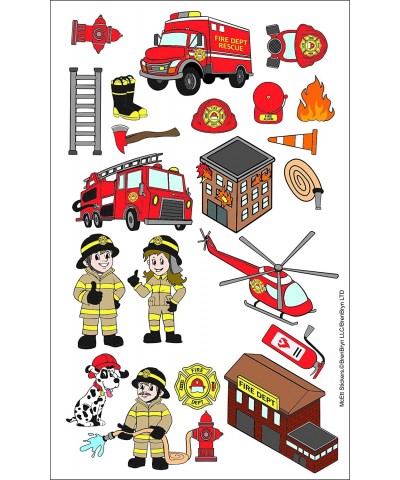 Firefighter Sticker Sheets - Fun Fireman Firetruck Stickers for Kids Toddlers Students - 5 Sheets (105 Pieces) - Birthday Par...