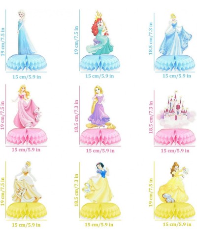 9 PCS Princess Party Centerpieces 3D Paper Honeycomb Table Decorations for Girls Theme Birthday Party Baby Shower $17.21 Kids...