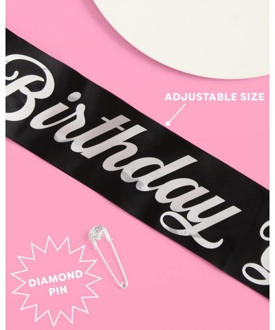 Birthday Girl sash - Black Silk + Silver | Birthday Party Decorations Birthday Decor HBD Disco Bday $14.62 Kids' Party Decora...