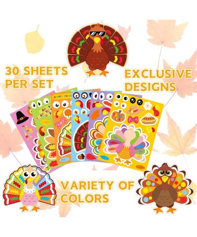 Thanksgiving Stickers for Kids Turkey Stickers 30 Sheets Thanksgiving Stickers Make a Turkey Face Stickers Thanksgiving Craft...