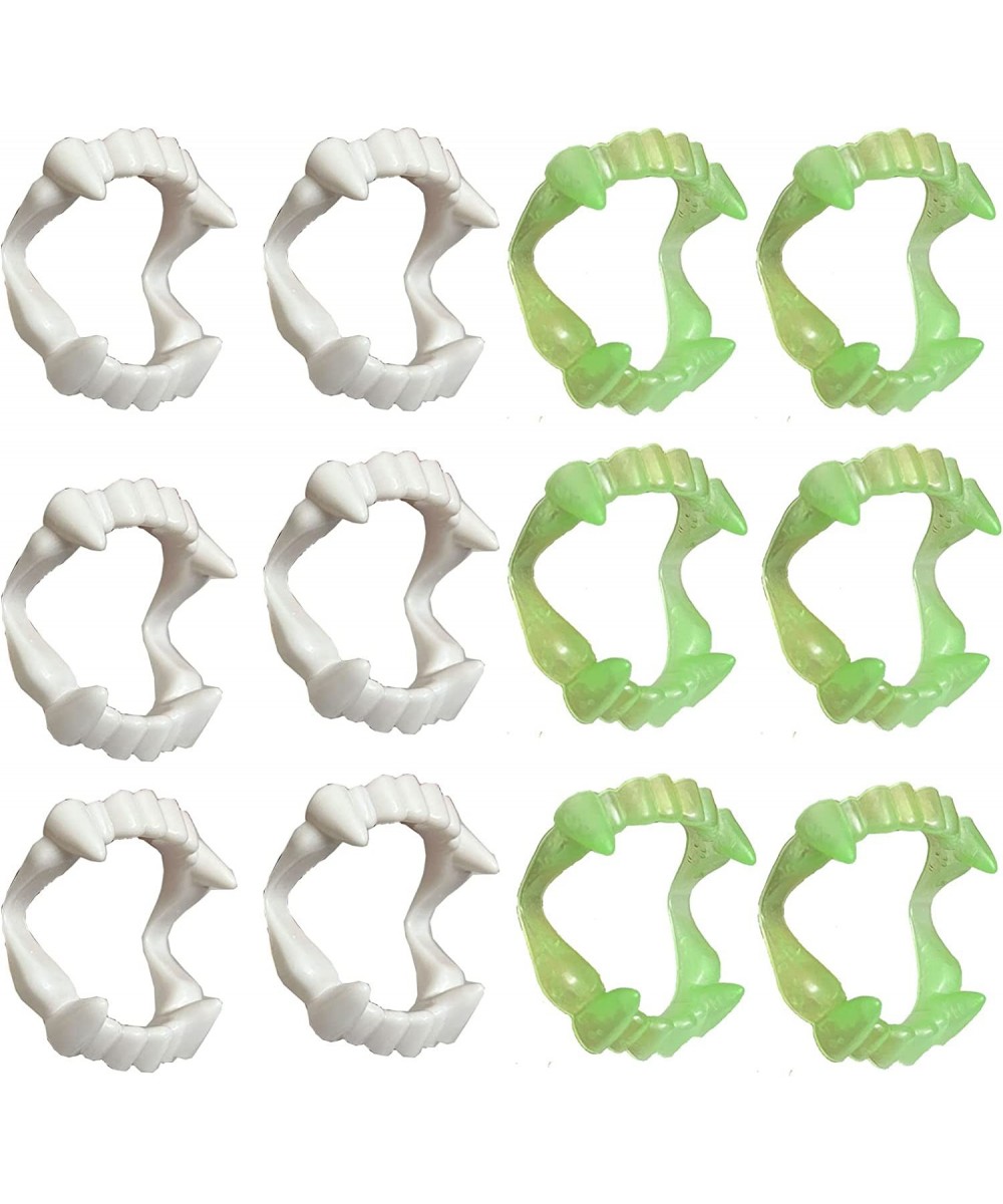 12 Pcs Vampire Fangs Plastic Whie and Glow in The Dark Vampire Teeth for Dress Up Costume Cosplay Photo Props Halloween Chris...