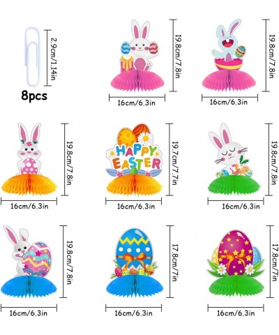 Easter Bunny Honeycomb Decorations 8 Pieces Easter Honeycomb Centerpieces with Pin Colorful Rabbit with 3D Honeycomb Paper Ea...