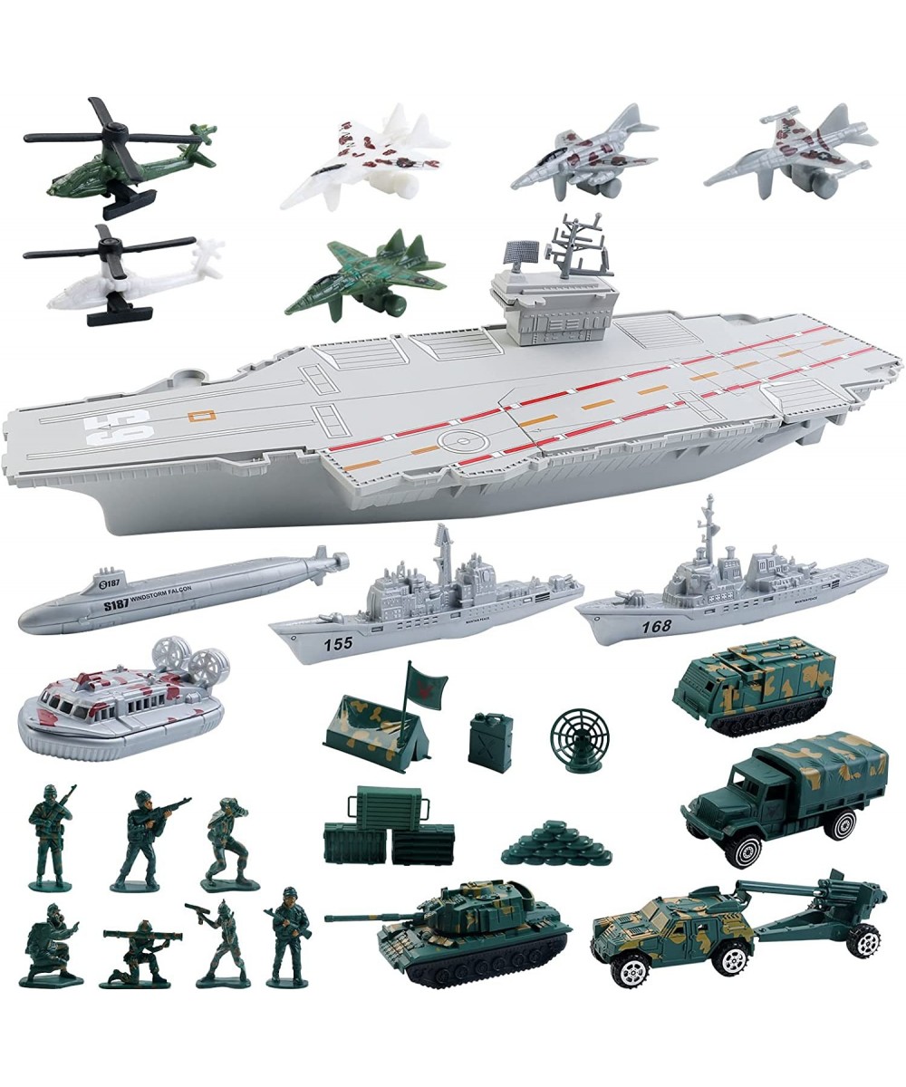 Aircraft Carrier Toy with Scale Model Warplanes Warships Military Vehicles Battleship Helicopter Planes Trucks Tank Army Men ...