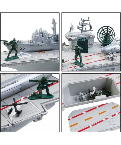 Aircraft Carrier Toy with Scale Model Warplanes Warships Military Vehicles Battleship Helicopter Planes Trucks Tank Army Men ...