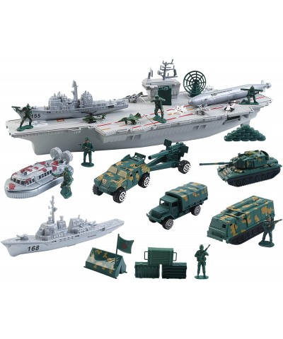 Aircraft Carrier Toy with Scale Model Warplanes Warships Military Vehicles Battleship Helicopter Planes Trucks Tank Army Men ...