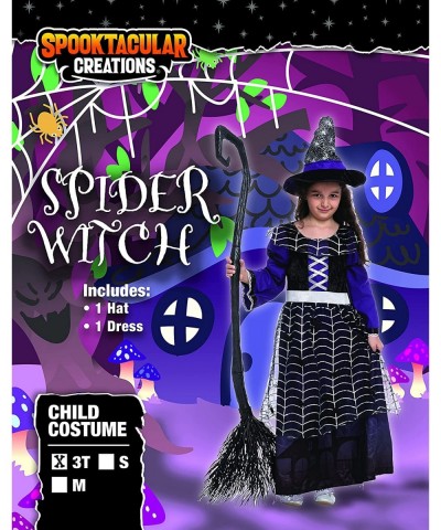 Girl Wicked Witch Costume Spider Web Skirt with Hat for Toddler Halloween Dress Up $27.37 Kids' Costumes