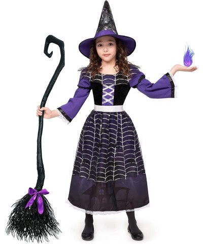 Girl Wicked Witch Costume Spider Web Skirt with Hat for Toddler Halloween Dress Up $27.37 Kids' Costumes