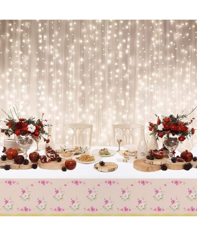 3 Pieces Tea Party Floral Tablecloth for Party Decoration Floral Plastic Rectangular Table Covers Flower Tablecloth for Tea P...