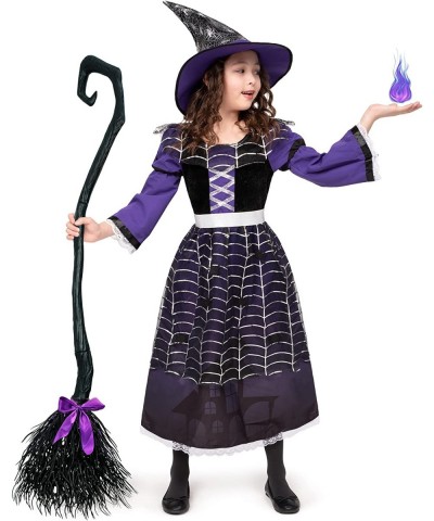 Girl Wicked Witch Costume Spider Web Skirt with Hat for Toddler Halloween Dress Up $27.37 Kids' Costumes