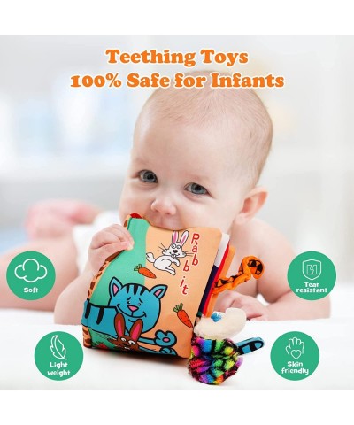 Baby Books 0-6 to 12 Months Infant Tummy Time Teething Toys Touch Feel Sensory Crinkle Cloth Soft Book Teether 3-18 Month Ear...